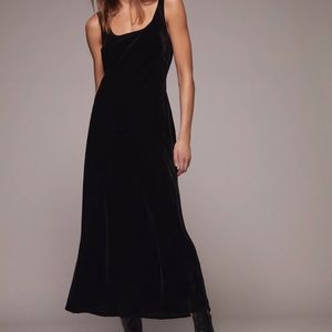 Black midi length velvet dress